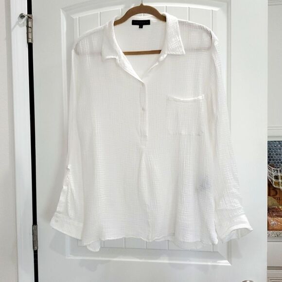 Sanctuary Womans White Waffle Knit 100% Cotton Long Sleeve, LARGE - Picture 1 of 6